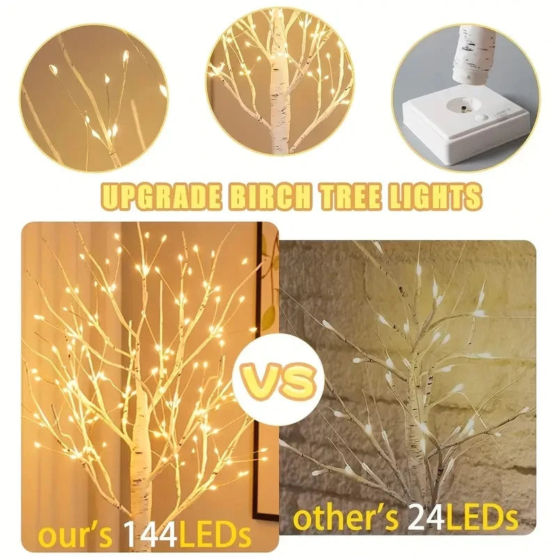 144 LED Birch Tree Light - Warm White USB & Battery Powered Holiday Decor for Couples | The Couple Corner