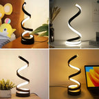 Modern Spiral LED Table Lamp for Couples - Dimmable USB Bedside Light for Living Room & Office