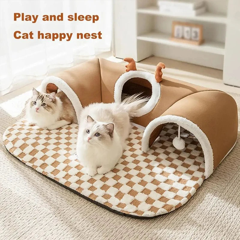 Plush Cat Bed for Winter - Warm and Cozy Pet Accessory