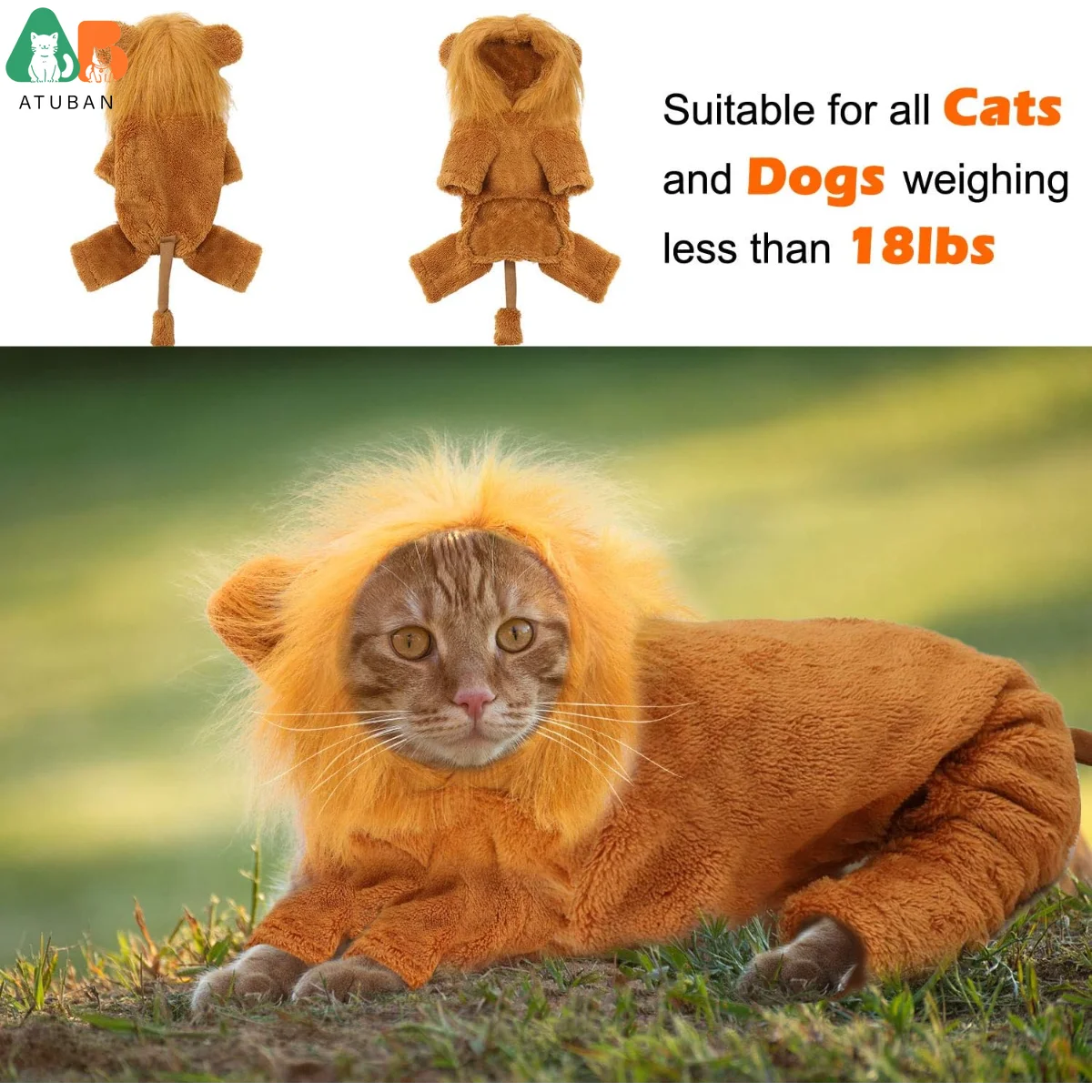 ATUBAN Dog Lion Costume - Pet Hoodie for Halloween & Party Cosplay | Pet Costume The Couple Corner