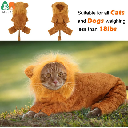ATUBAN Dog Lion Costume - Pet Hoodie for Halloween & Party Cosplay | Pet Costume The Couple Corner