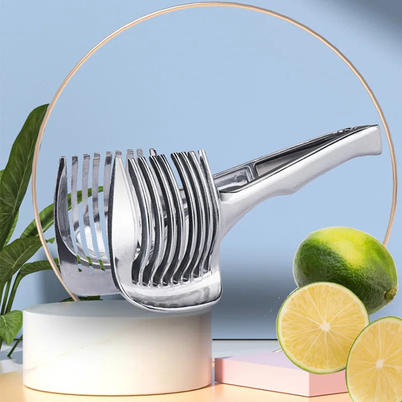 Stainless Steel Onion Holder & Vegetable Slicer - Safe Cutting Tool | The Couple Corner