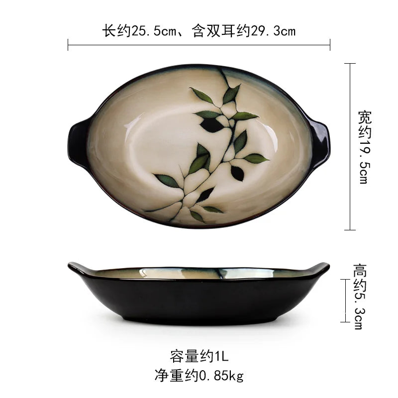 Japanese Ceramic Bowl Set - Vintage Rice, Soup, Salad Bowls - Elliptical fish plat | The Couple Corner