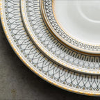 Plaid Dinner Plate - Creative Round Bone China Western Tableware