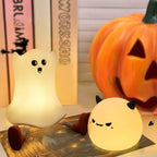 Cute Pumpkin Ghost Night Light for Couples - Dimmable Halloween Bedside Lamp with Timer | Spooky Home Decor Gift