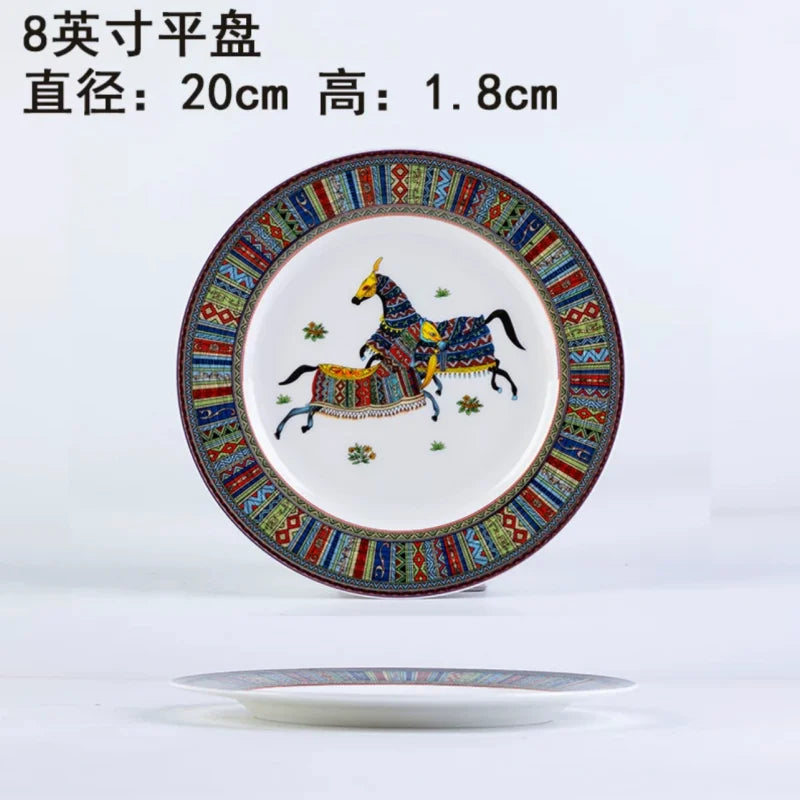 Horse Design Bone China Plate - Dinner Salad Plate 8" 10"