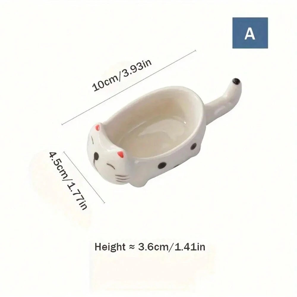 Ceramic Cat Seasoning Dish - Cute Chopstick Holder & Dip Bowl for Couples | The Couple Corner