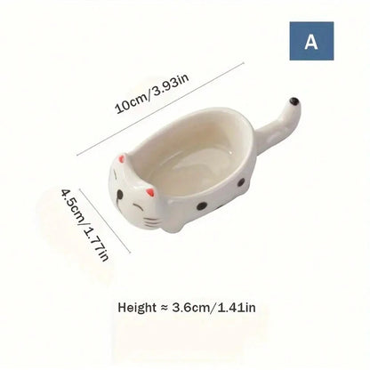 Ceramic Cat Seasoning Dish - Cute Chopstick Holder & Dip Bowl for Couples | The Couple Corner