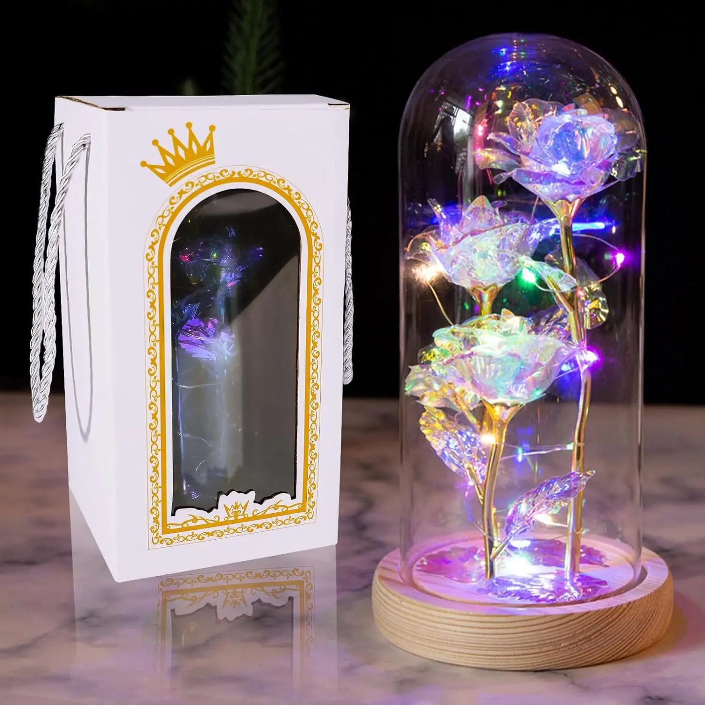Eternal Rose with LED Light in Acrylic Cover - Valentine's & Anniversary Gift - | The Couple Corner