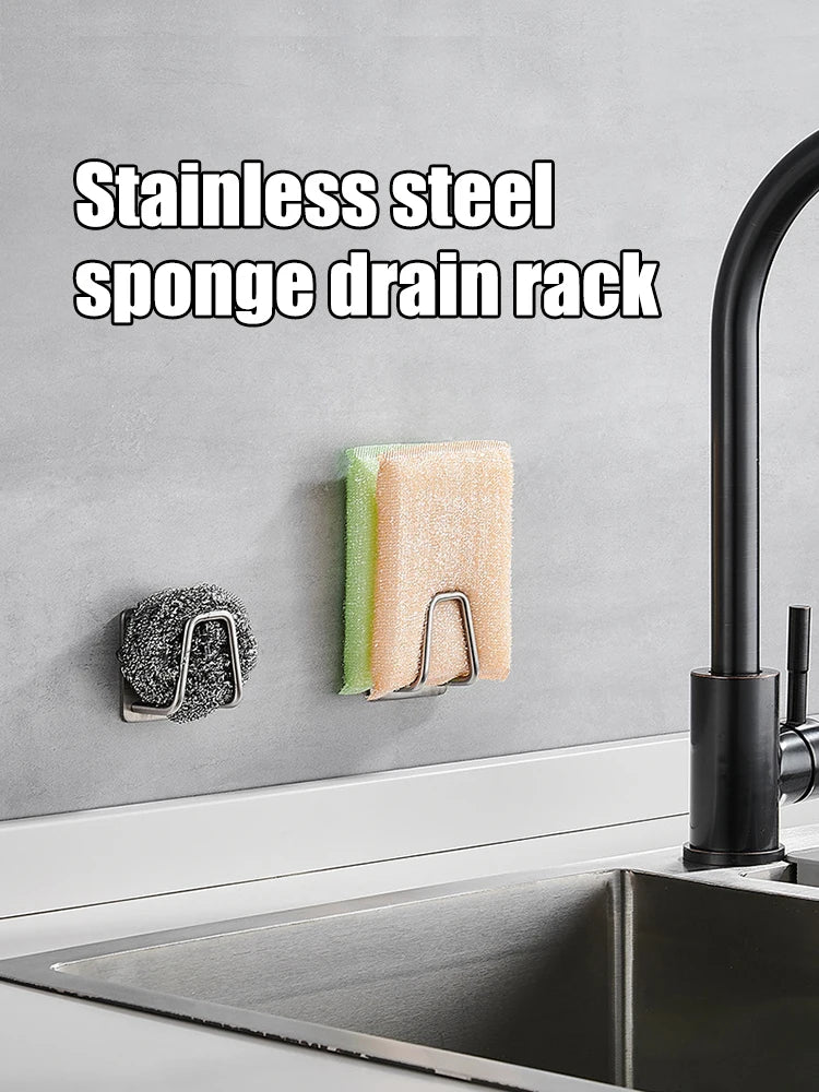 Couples Kitchen Harmony Sponge Holder - Rust-Proof Stainless Steel Sink Organizer for Shared Space Bliss