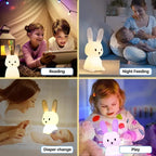 Touch-Activated Rabbit Night Light for Couples - 7-Color Changing Silicone Lamp for Bedroom Ambiance