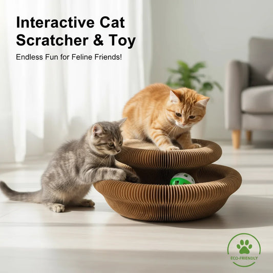 Cat Scratching Board with Ball Toy - Round Corrugated Scratcher & Play Center | Cat Toy The Couple Corner