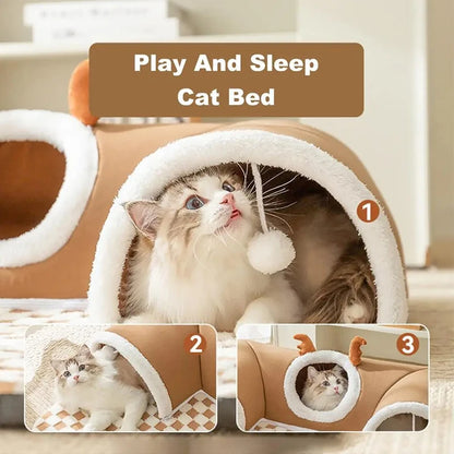 Plush Cat Bed for Winter - Warm and Cozy Pet Accessory