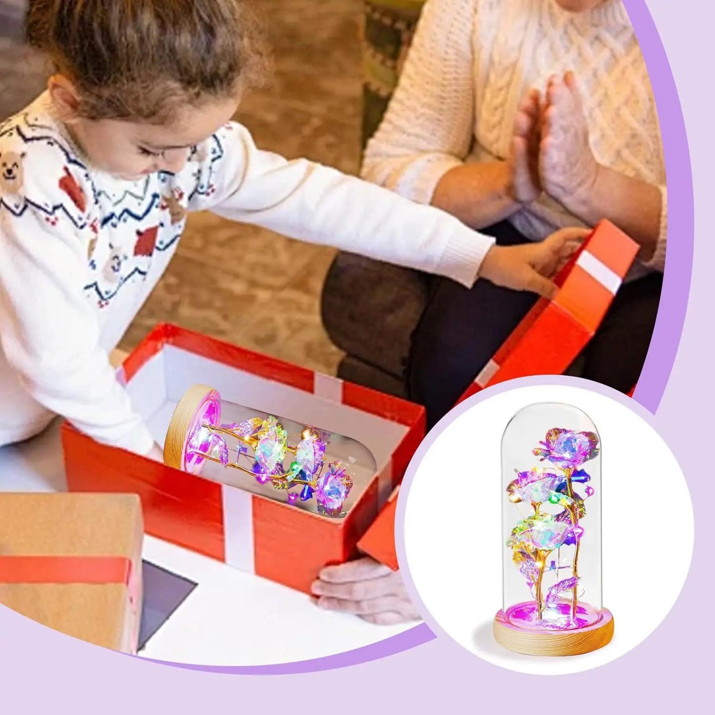 Eternal Rose with LED Light in Acrylic Cover - Valentine's & Anniversary Gift - | The Couple Corner