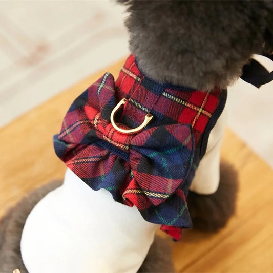 Checkered Dog Harness Vest with Leash - Christmas & New Year Pet Outfit | Dog Harness The Couple Corner