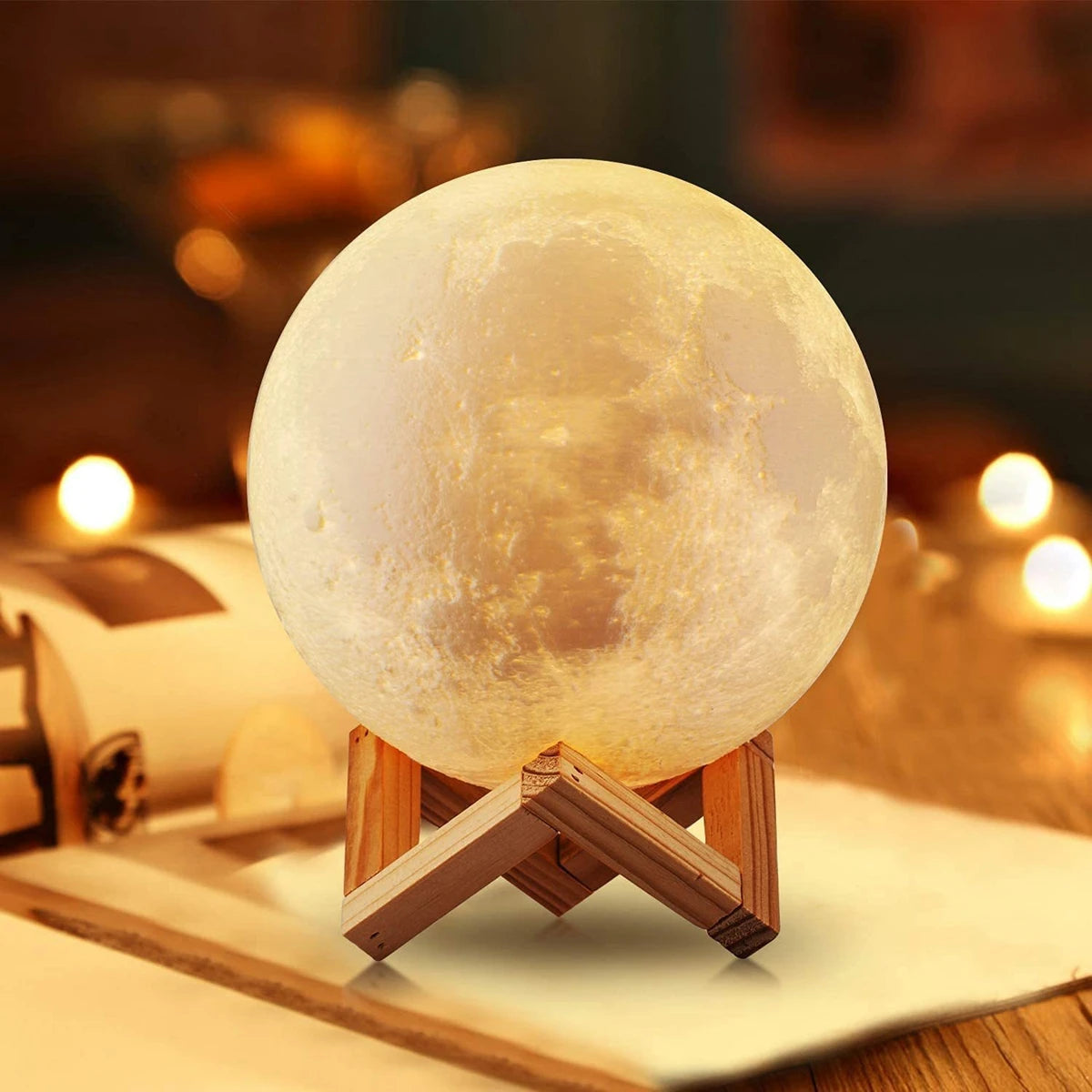 Realistic Moon Lamp for Couples - 3D Printed Starry Night Light for Bedroom Romance & Decor
