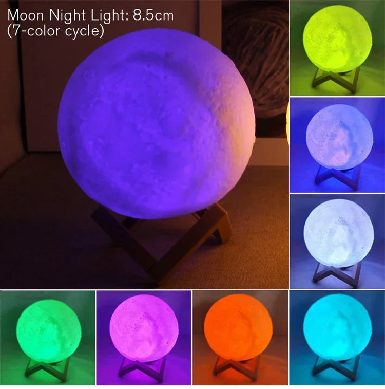 Realistic Moon Lamp for Couples - 3D Printed Starry Night Light for Bedroom Romance & Decor | The Couple Corner