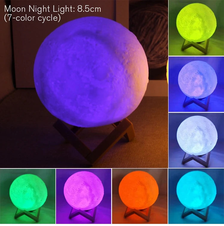 Realistic Moon Lamp for Couples - 3D Printed Starry Night Light for Bedroom Romance & Decor