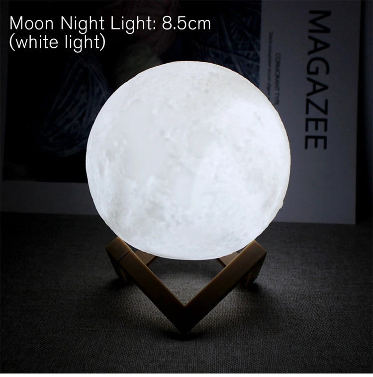 Realistic Moon Lamp for Couples - 3D Printed Starry Night Light for Bedroom Romance & Decor