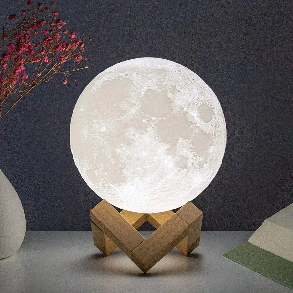 Realistic Moon Lamp for Couples - 3D Printed Starry Night Light for Bedroom Romance & Decor