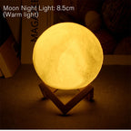 Realistic Moon Lamp for Couples - 3D Printed Starry Night Light for Bedroom Romance & Decor