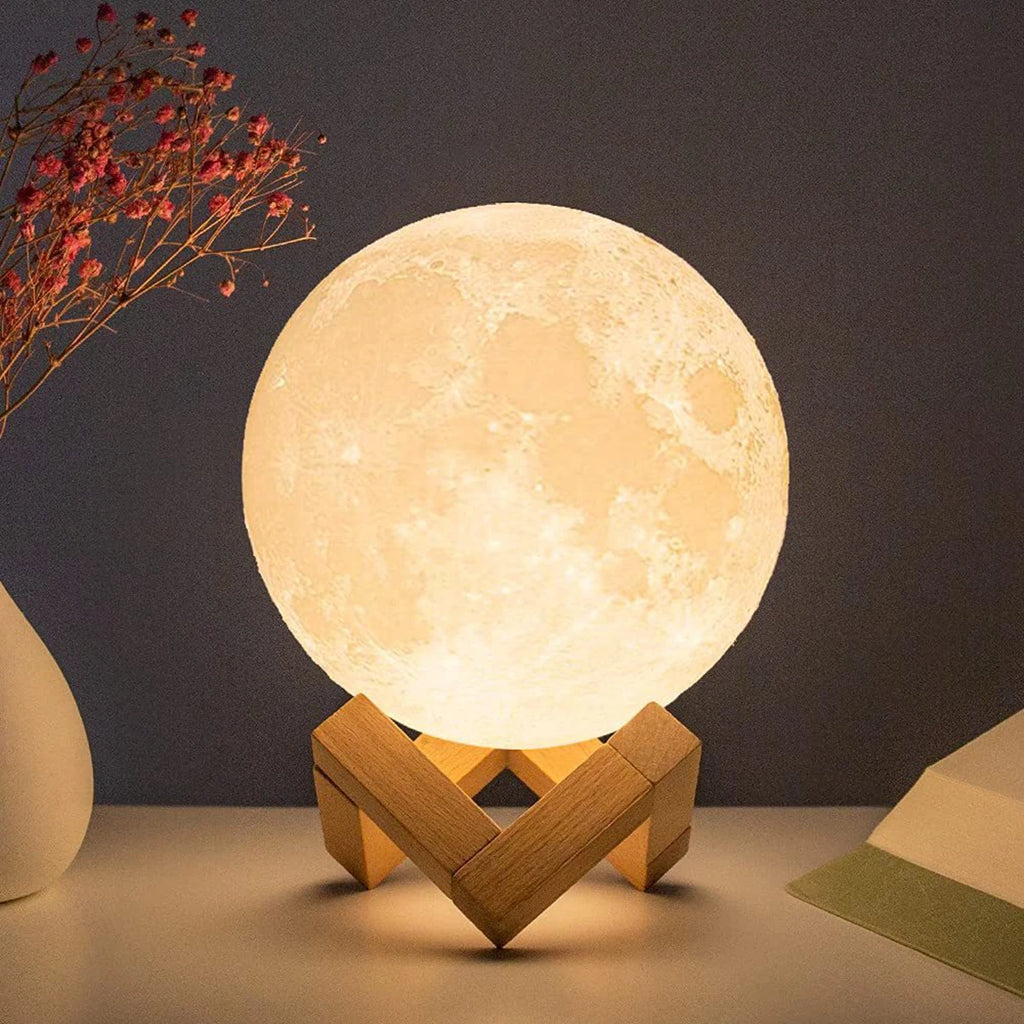 Realistic Moon Lamp for Couples - 3D Printed Starry Night Light for Bedroom Romance & Decor