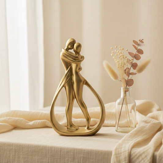 Abstract Embrace Sculpture - Modern Resin Couple Statue for Romantic Home Decor & Anniversary Gifts - | The Couple Corner
