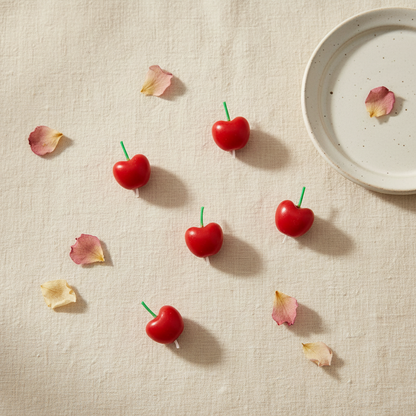 Cherry Birthday Cake Candle Set - Pink Decorative Candles - | The Couple Corner