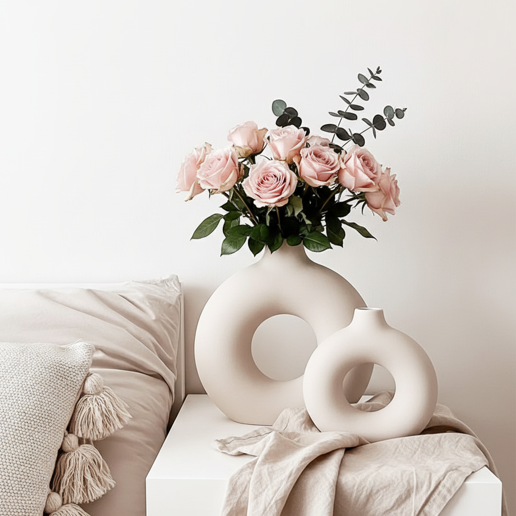 Circle of Love Ceramic Vase - Contemporary Round Design for Couples' Home Decor & Romantic Flower Arrangements - | The Couple Corner