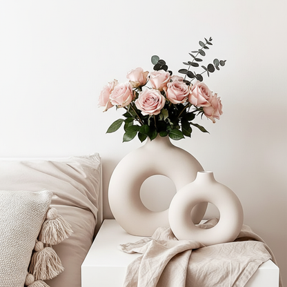 Circle of Love Ceramic Vase - Contemporary Round Design for Couples' Home Decor & Romantic Flower Arrangements - | The Couple Corner