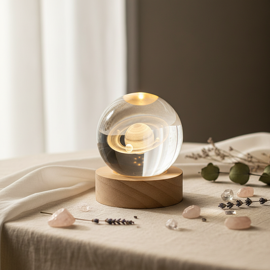 Enchanted Crystal Ball Night Light for Couples - Solar System, Saturn, or Milky Way USB Decor Lamp - | The Couple Corner