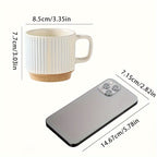 Couple's Ceramic Mug Set - Vertical Embossed Drinking Cups with Hanging Ears for Shared Coffee Rituals