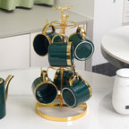 Couples Mug Display Rack - Vertical Double-Layer Holder for Shared Coffee Stations & Relationship Rituals