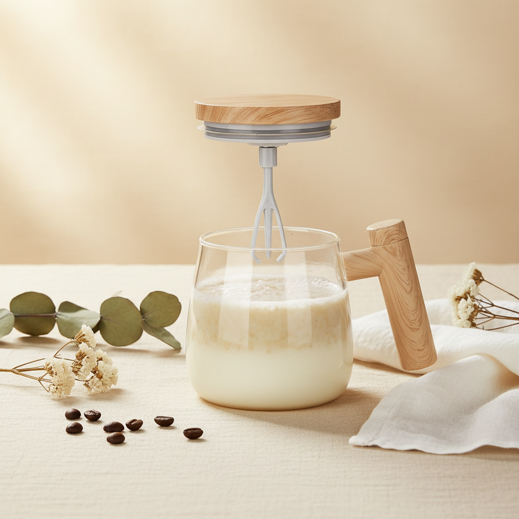 Electric Self-Stirring Mug - 400ml Glass Coffee & Protein Powder Mixer - | The Couple Corner