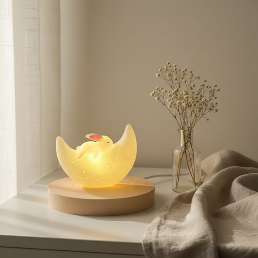Moon Rabbit Night Light for Couples - Soft Warm White Glow for a Soothing Bedside Atmosphere - | The Couple Corner