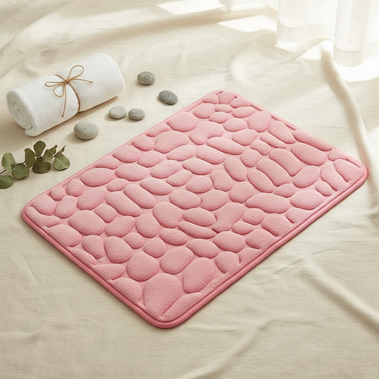 Pebble Bath Mat - Memory Foam Spa Rug for Couples' Shared Bathroom - | The Couple Corner