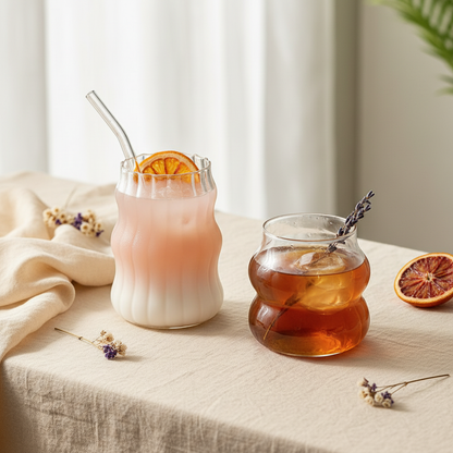 Retro Glass Tumbler - Artistic Irregular Cup for Couples' Cocktail Nights - | The Couple Corner